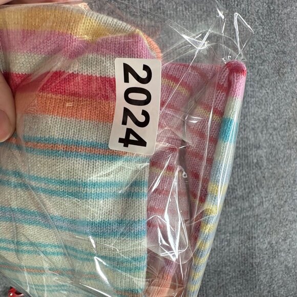 Saks Fifth Avenue Sweater Womens L Rainbow Hippie Multicolor Striped‎ Scoop - Picture 9 of 9